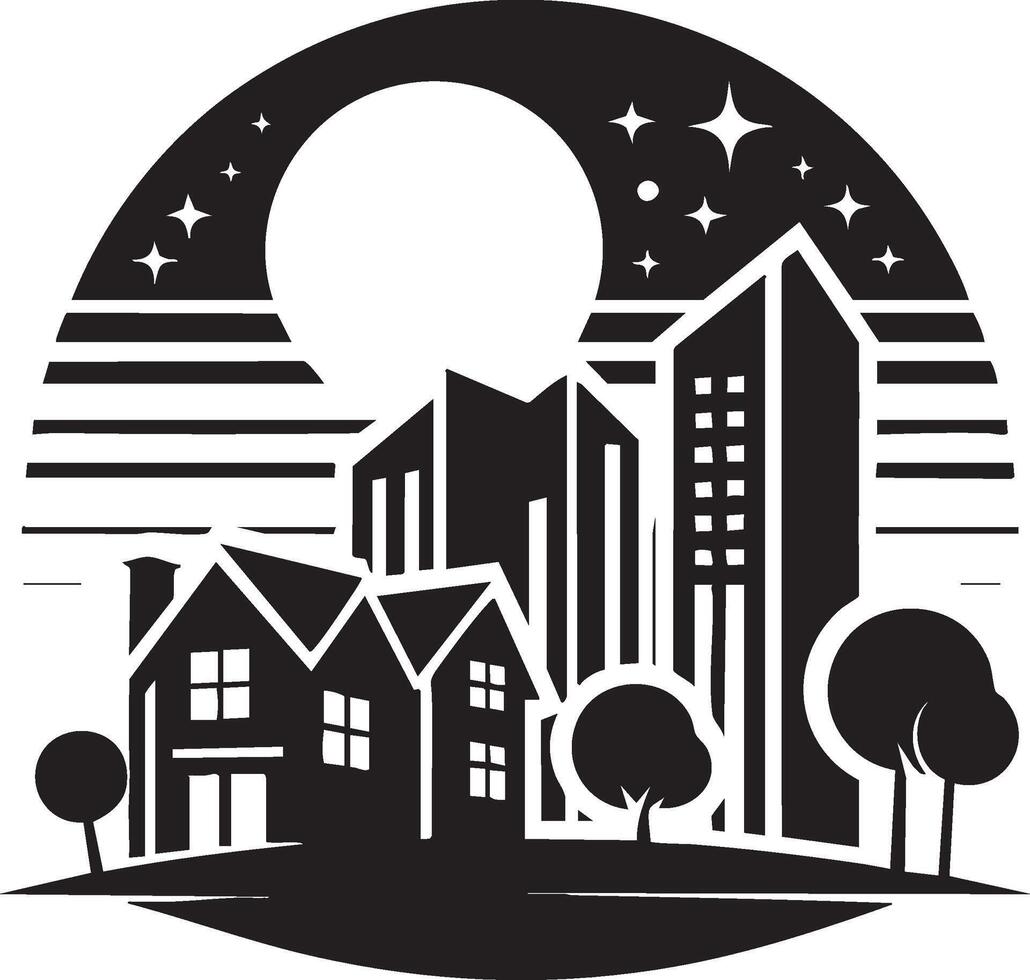 Logo of Urban and Suburban Dreamscape Under the Night Sky vector