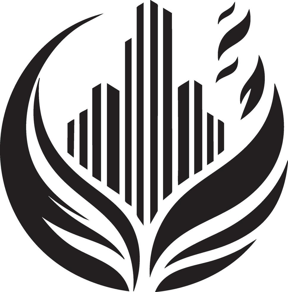 Logo of Abstract Building Fire Silhouette Minimalist Design vector