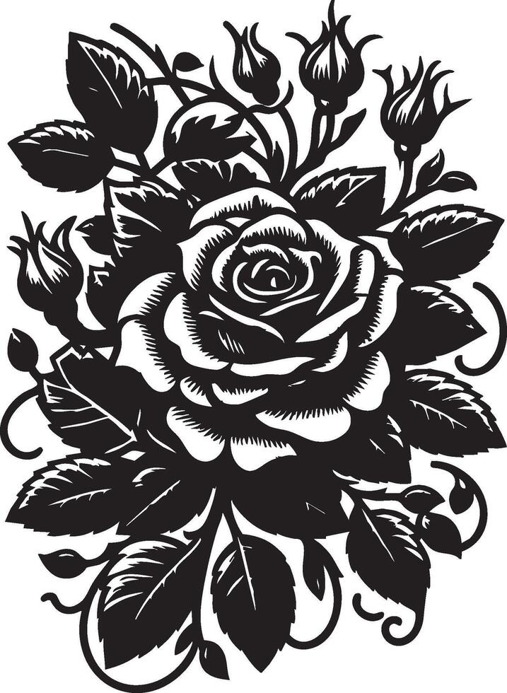 Logo of Beautiful Blooming Rose Silhouette Graphic Design Elements Ideas vector