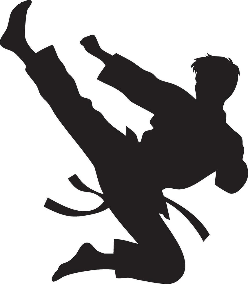Logo of Karate Martial Arts Silhouette Kick Fighting Stance vector