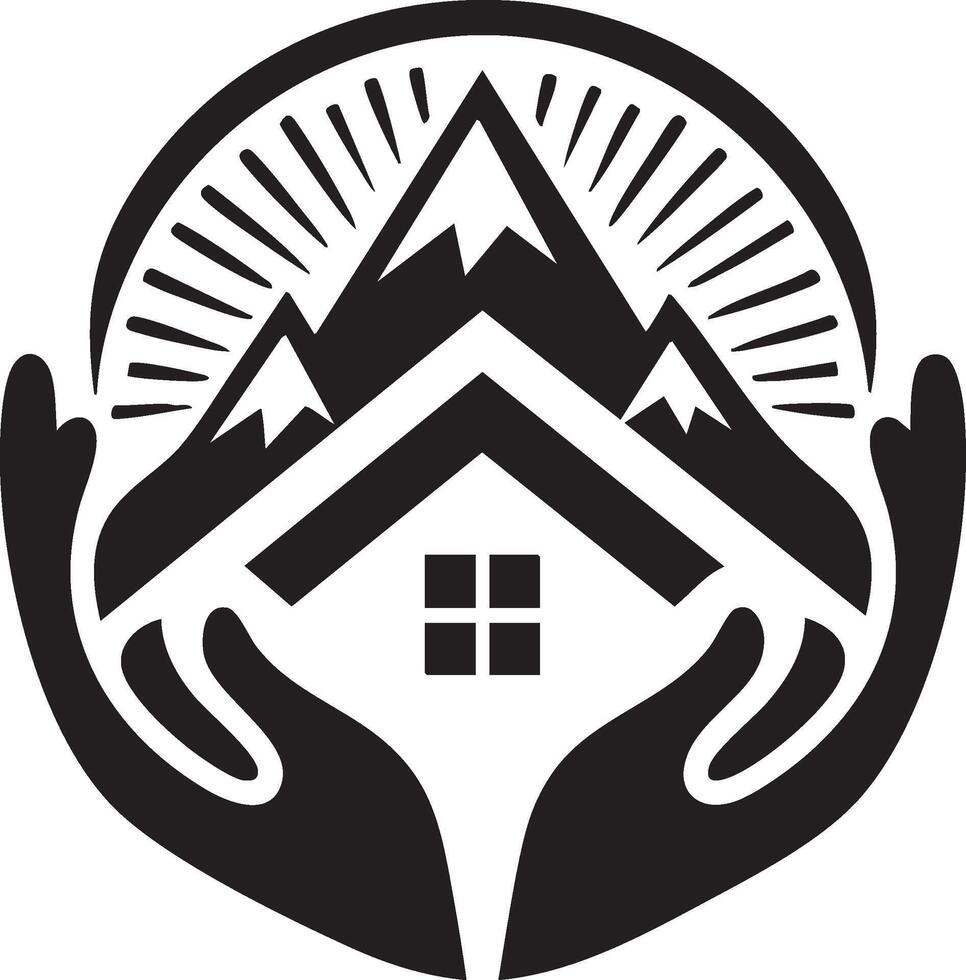 Logo of Mountain Home Care in Safe Hand Illustration vector