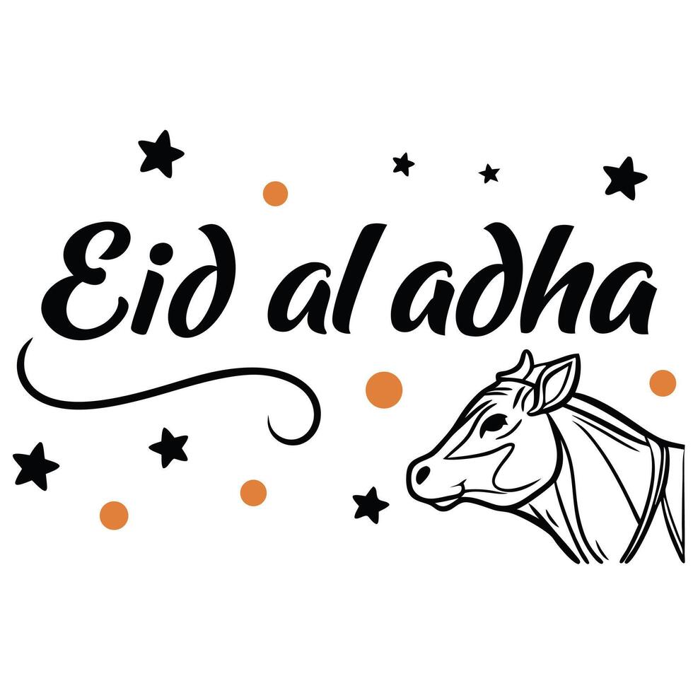 Eid al Adha Mubarak Celebration Design with Cow Illustration and Festive Elements vector