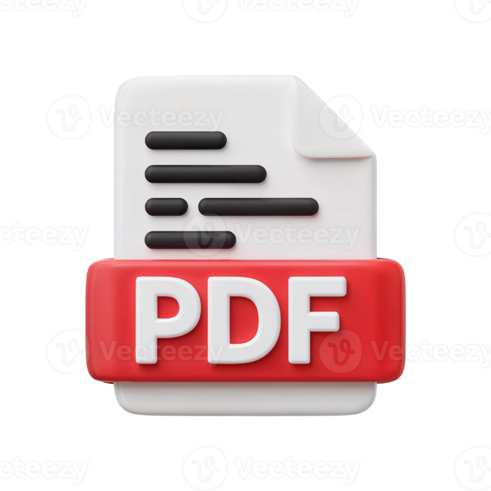 3D Icon Stylized PDF Document with Bold Red Accent png