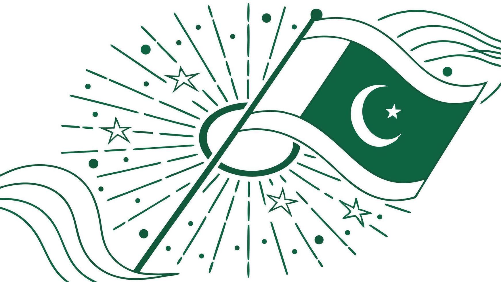 Pakistan independence day graphic design with flag and star for august celebration artwork vector