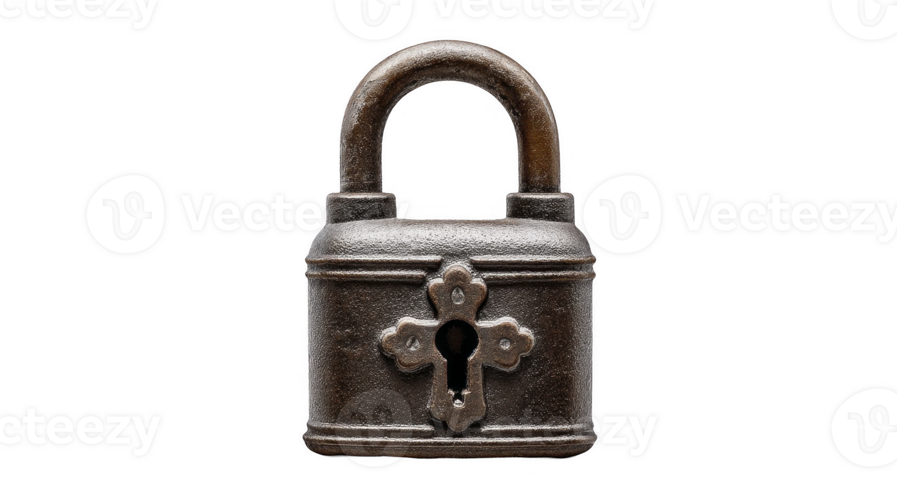 Vintage Padlock for Security, Protection and Antique Collections isolated on transparent background png