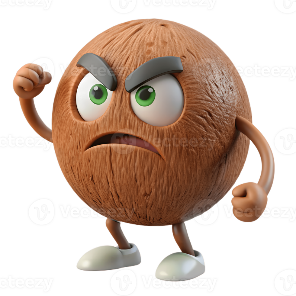 3D Cartoon cartoon Character with Angry Expression, Funny Animated Style Isolated on Transparent Background png