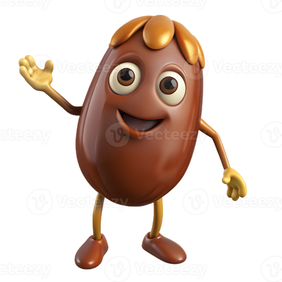 3D Cartoon dates Character with smiling Expression, Funny Animated Style Isolated on Transparent Background png