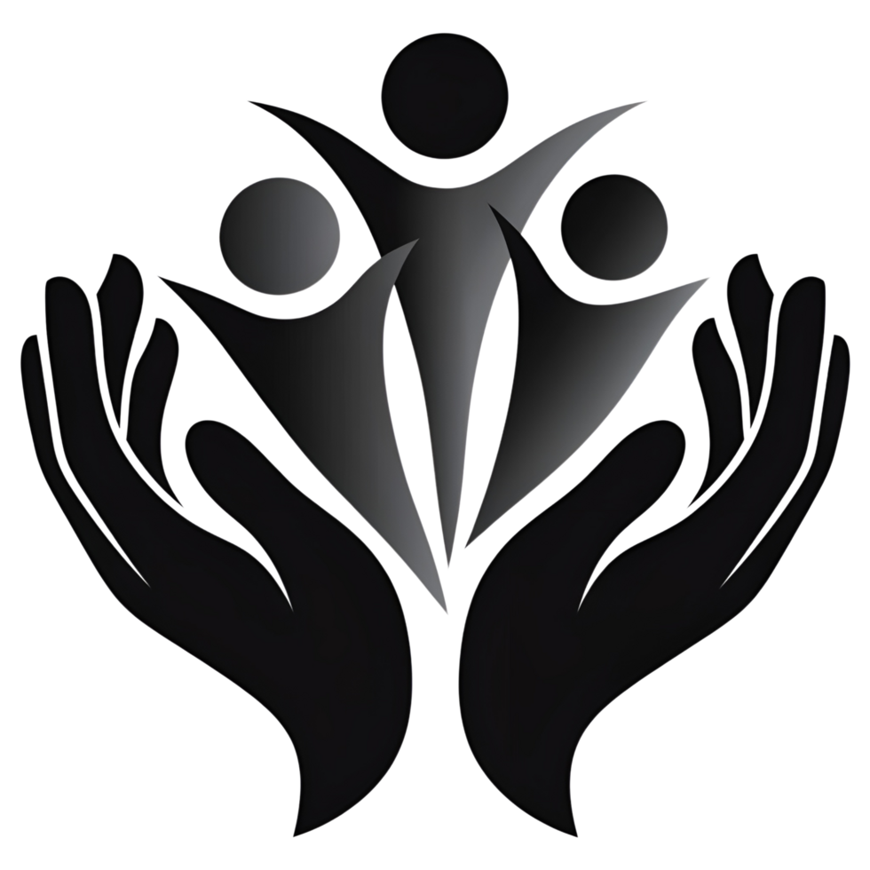 The hands and figures are made up of bold png
