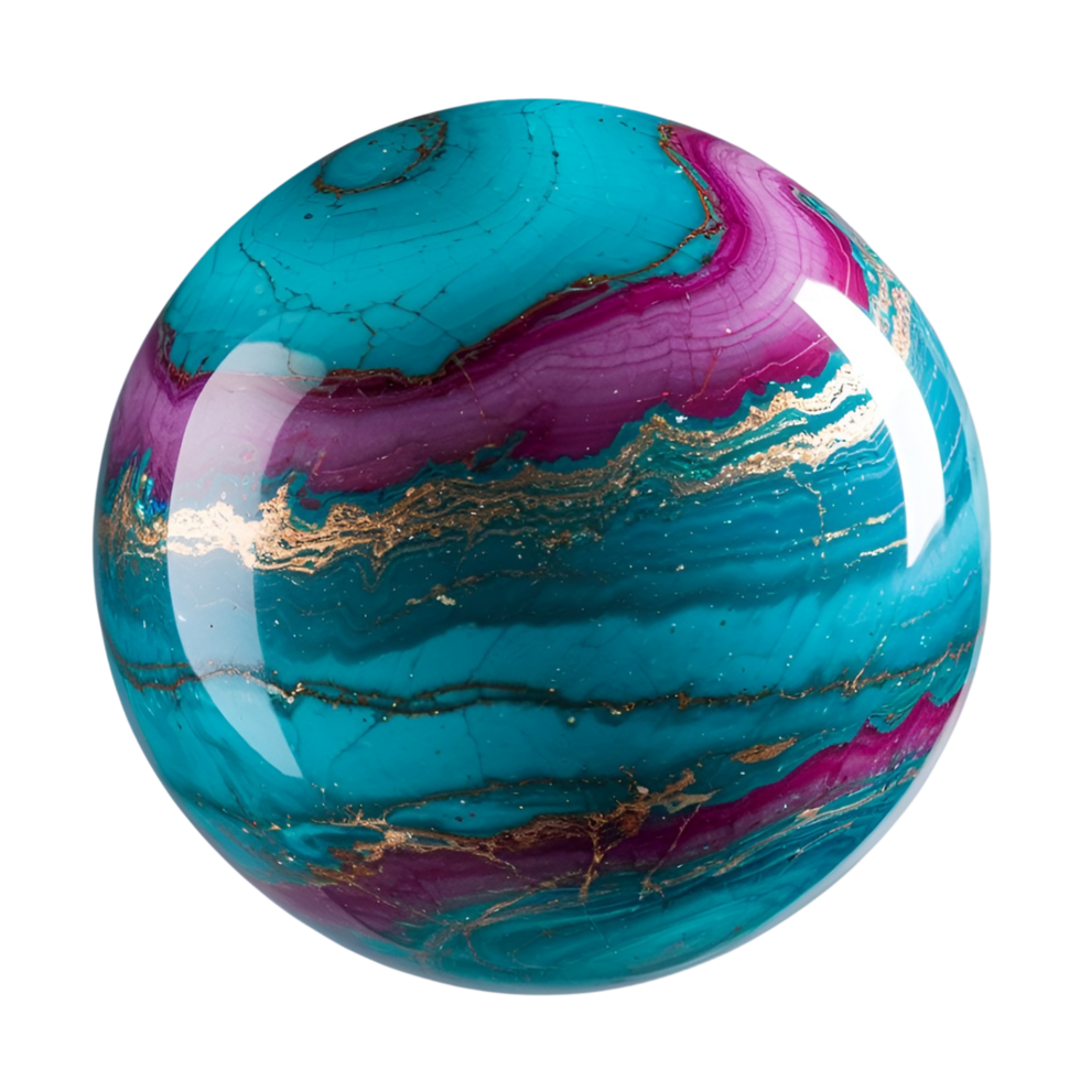 Colorful patterned marble sphere isolated png