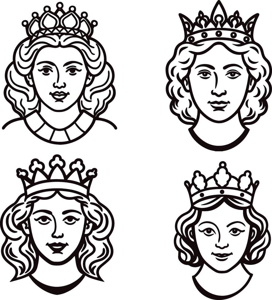 four different crowns for women in different styles vector