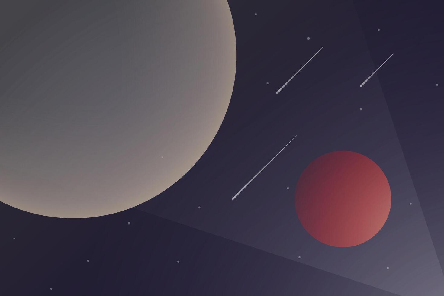 Black outer space background with stars, giant planets, and meteorites. Quiet abstract cosmos backdrop with celestial bodies. vector