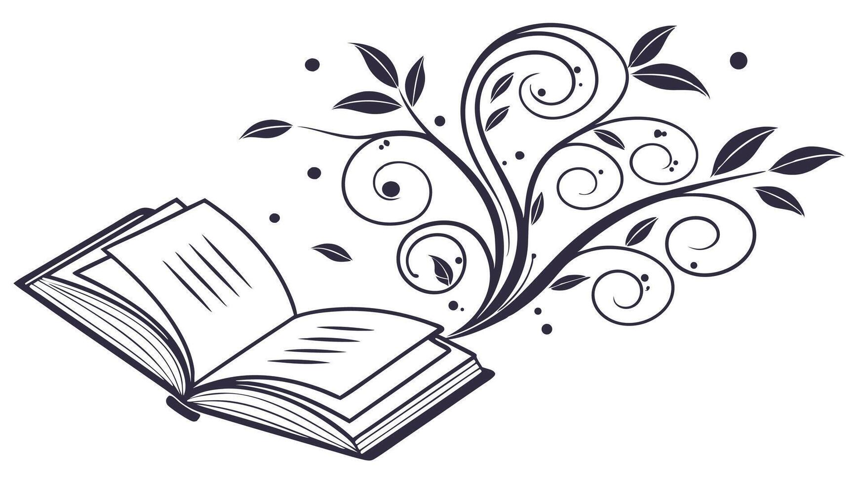 Open book with floral design illustration for education and reading concepts graphic design 100 vector