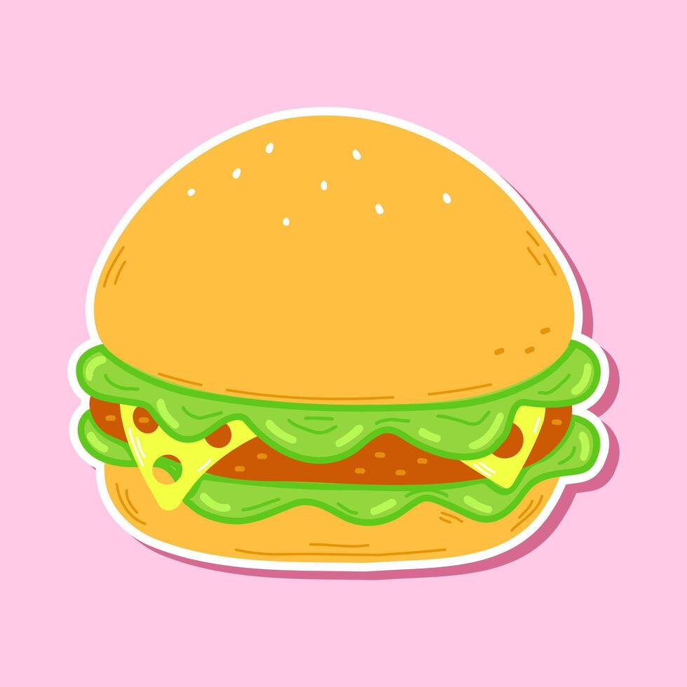 This cute cartoon Hamburger vector