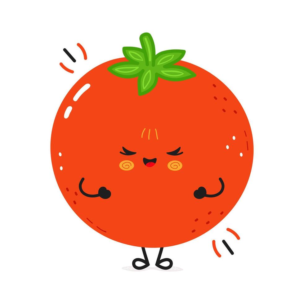 A cute and smiling cartoon Tomato with a happy expression, illustrated on a white background. vector