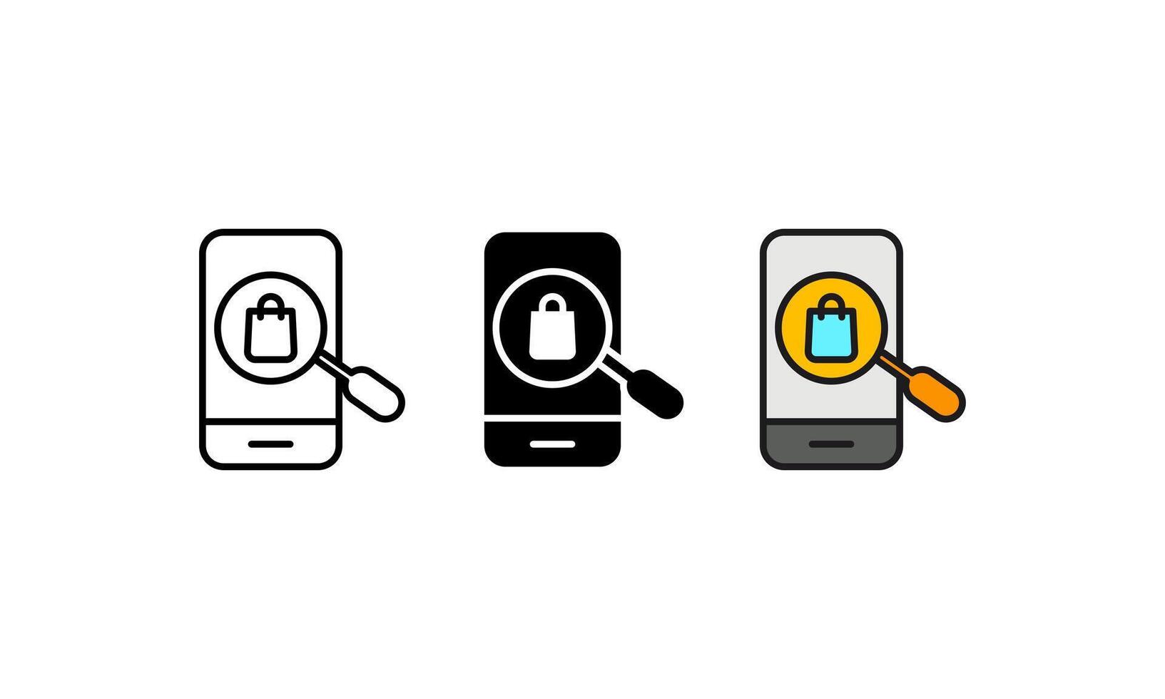 Illustration of online shopping on mobile phone with a search concept. Ideal for use as graphic in web or app design for marketing and advertising purpose. vector
