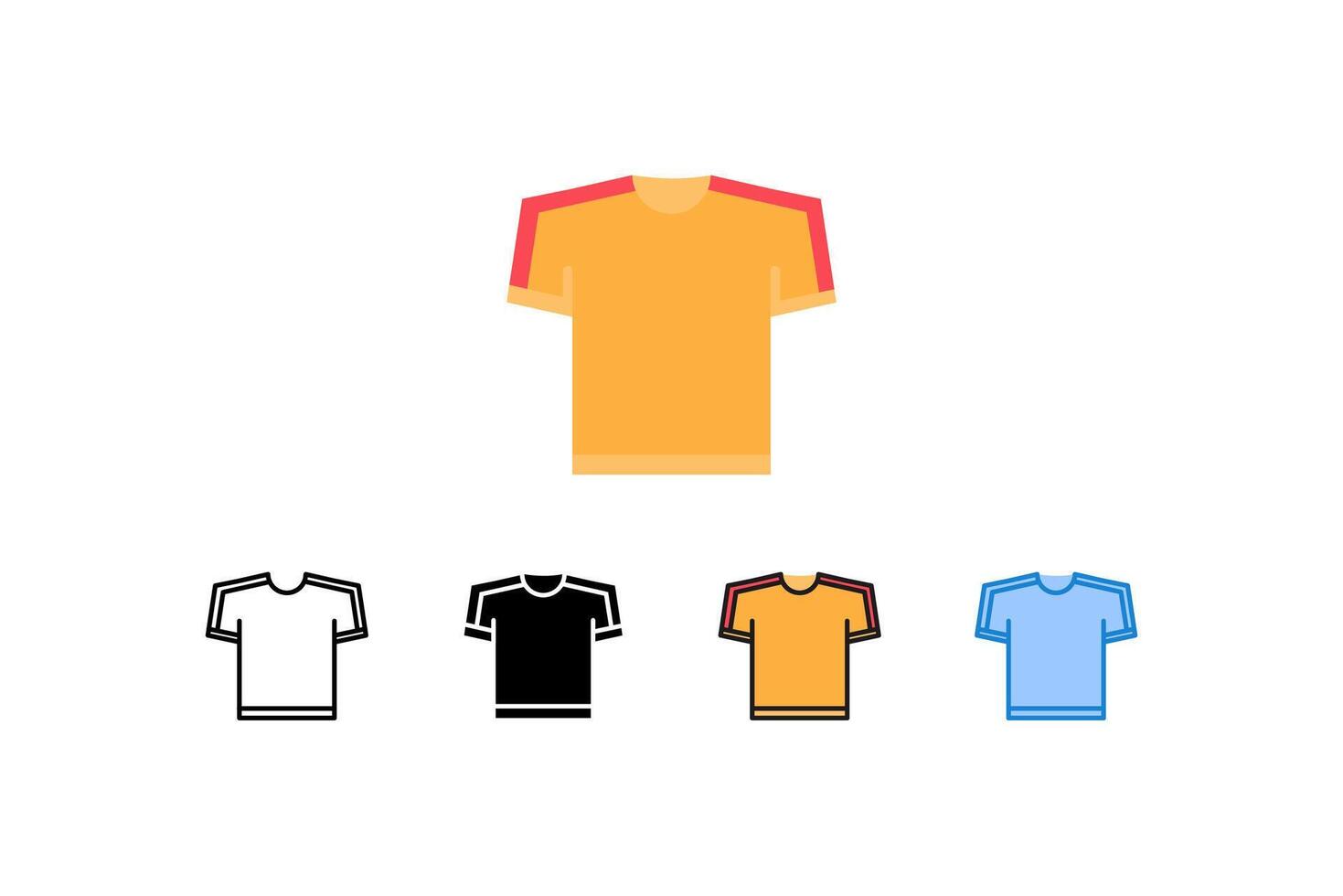 A collection of stylish and trendy t-shirt icons, perfect for sportswear designs, team uniforms and apparel samples. It has various color variations to create unique promotional and branding vector