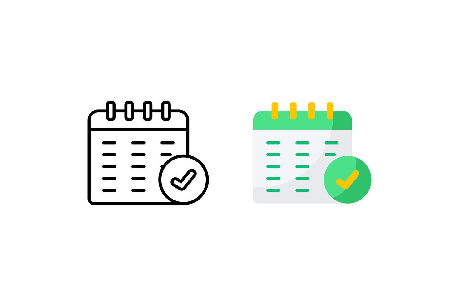 Task calendar icons with check marks, perfect for tracking completed tasks, project management, scheduling apps, productivity tools, and organization websites. vector