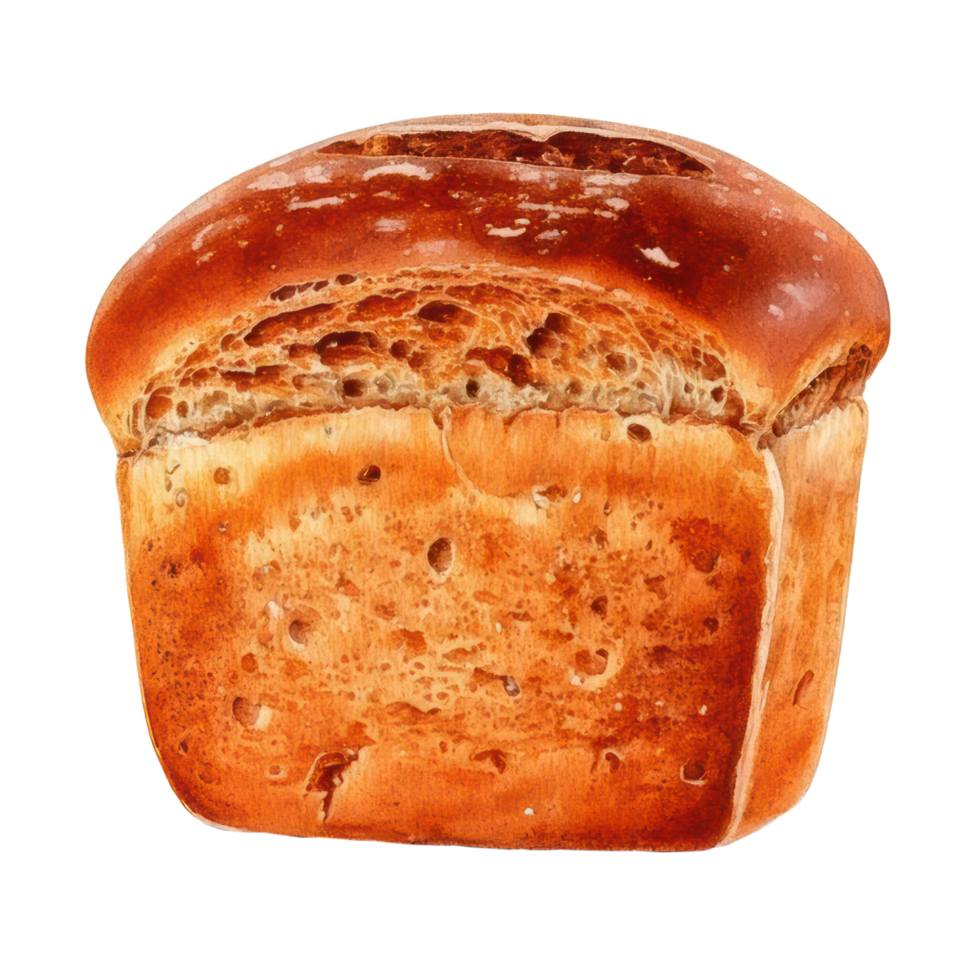Watercolor homemade sweet rye brown bread clip art illustration png