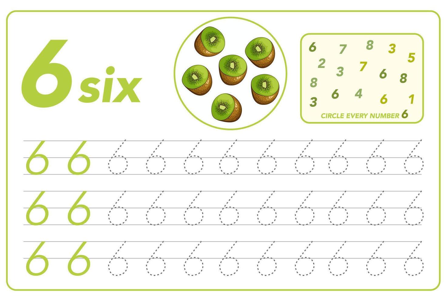 Children learning card numbers. Kids Learning Material. Learning numbers, tracing number practice worksheet for kids learning. Play cards for kids learning maths. Mathematics cards for children vector