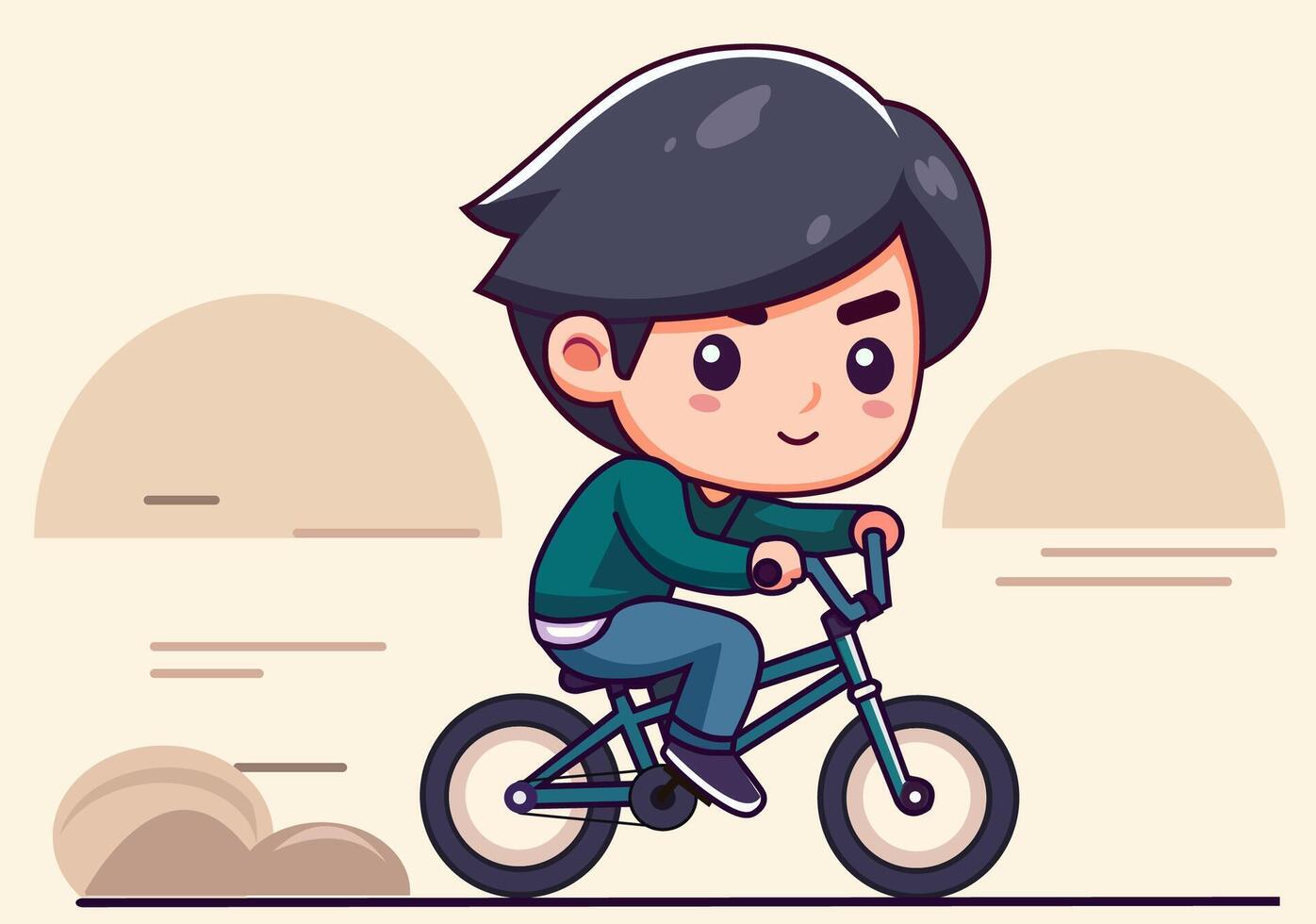 Cartoon boy riding a bicycle vector