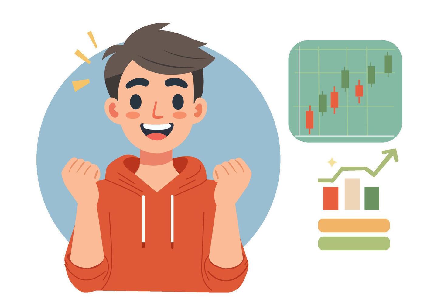 Stock buyers rejoice as green bar chart rises vector