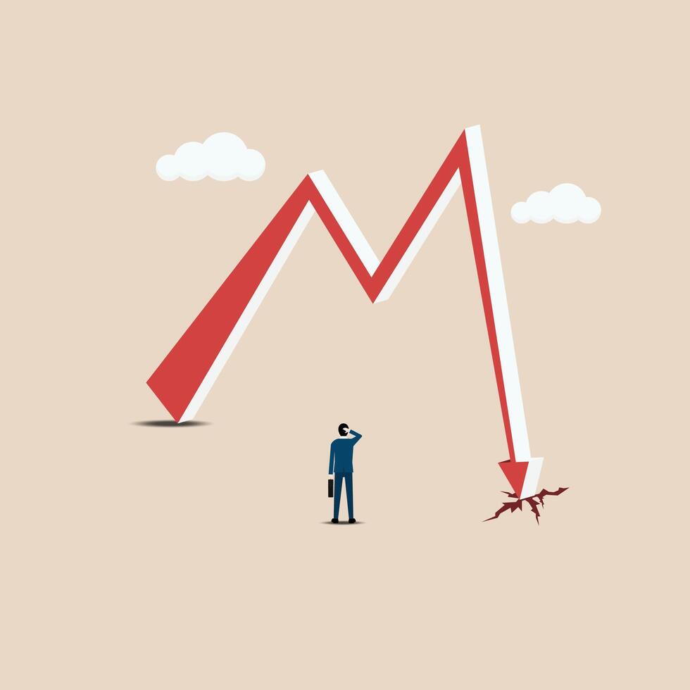 Business failure. Symbol of loss. Unsuccessful business investment vector
