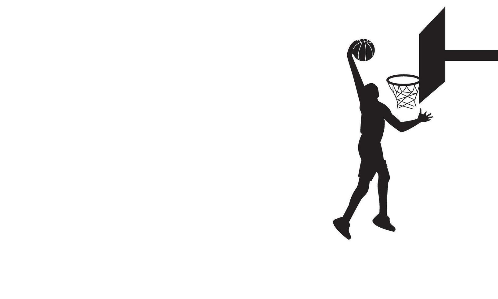 basketball slamdunk player putting the ball into the basketball hoop vector