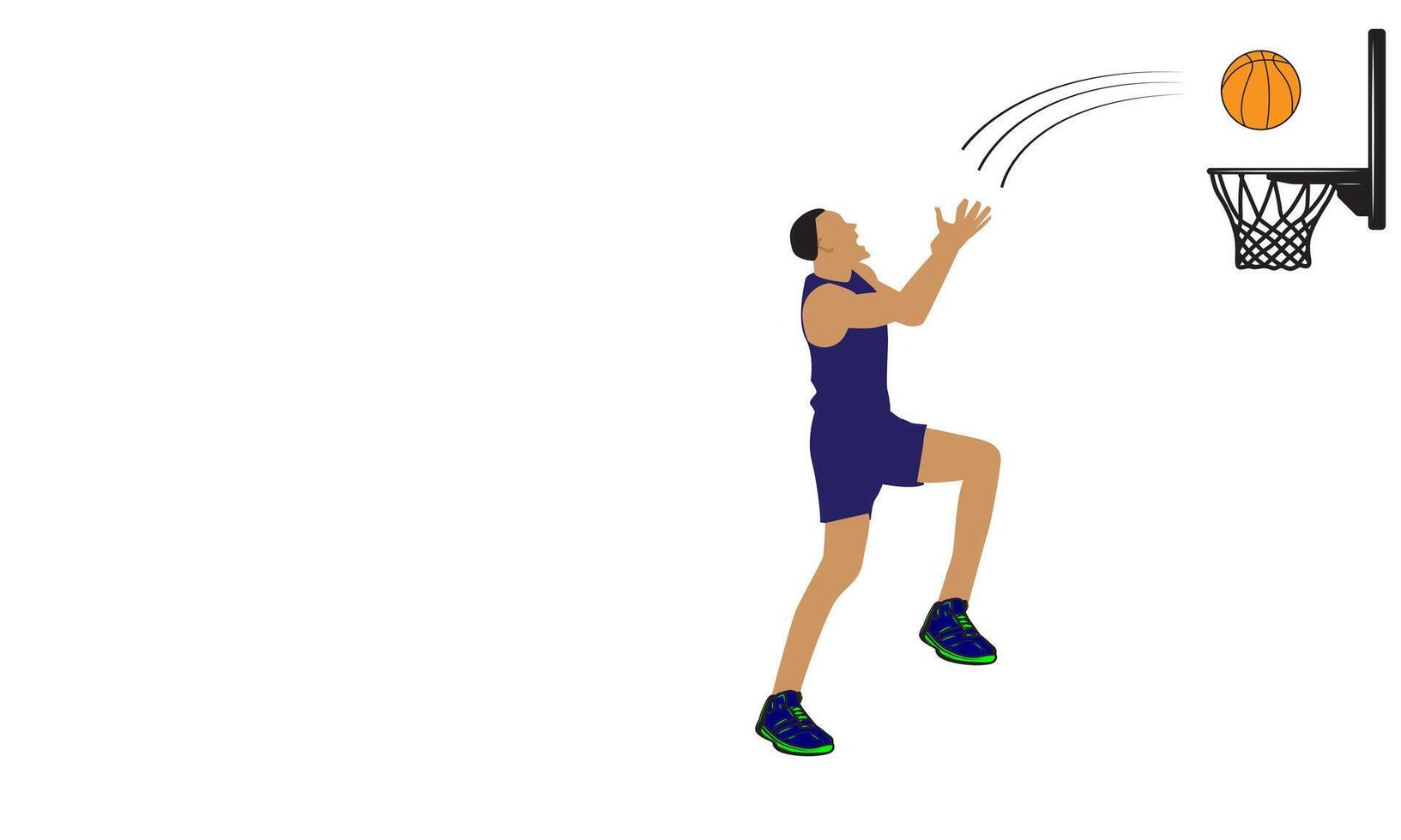 basketball player putting the ball into the basketball hoop vector