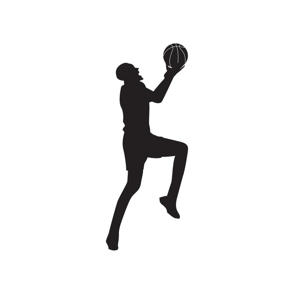 basketball slamdunk player illustration putting the ball into the basketball hoop vector