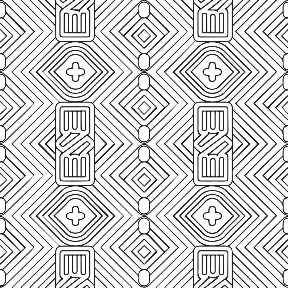 Black and white seamless linear illustrations. Coloring page, colouring book for adults and children. Line pattern design. Decorative abstract geometric background. Easy to vector