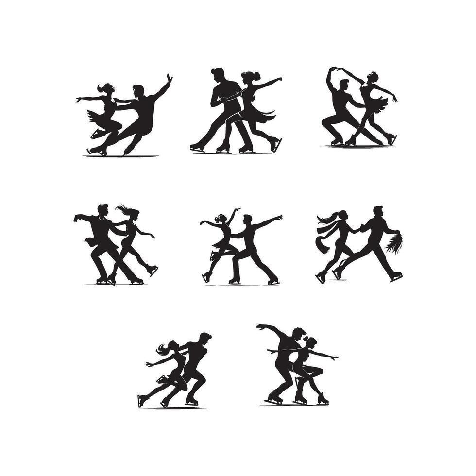 Silhouettes of people skating vector