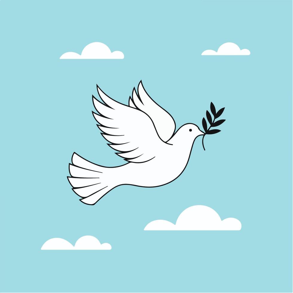a white dove with an olive branch in its beak vector
