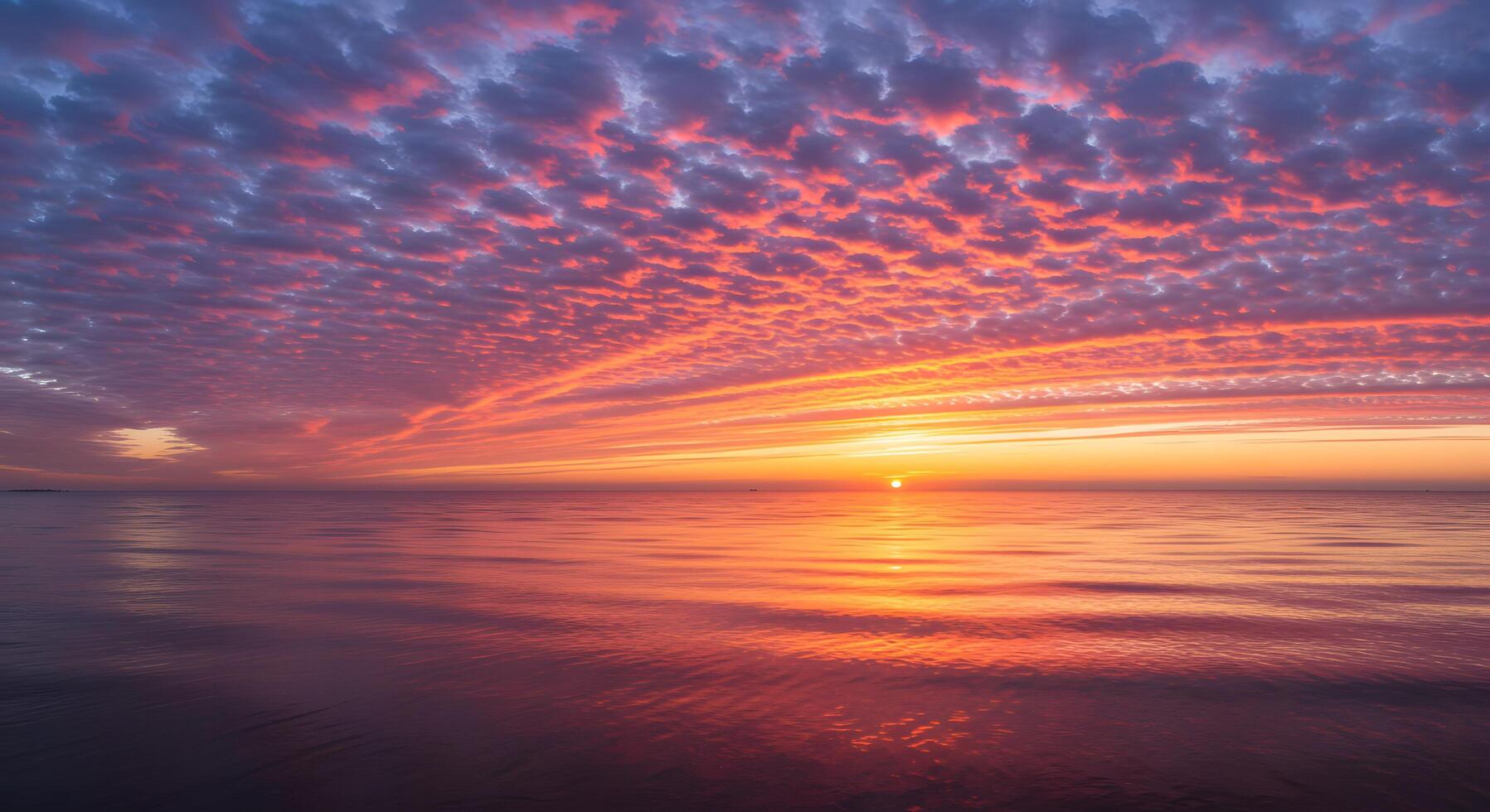 Beach scenes. Peaceful coastal sunrise with orange and pink hues reflecting off the water, great for mindfulness content, website headers, or calendar images. photo