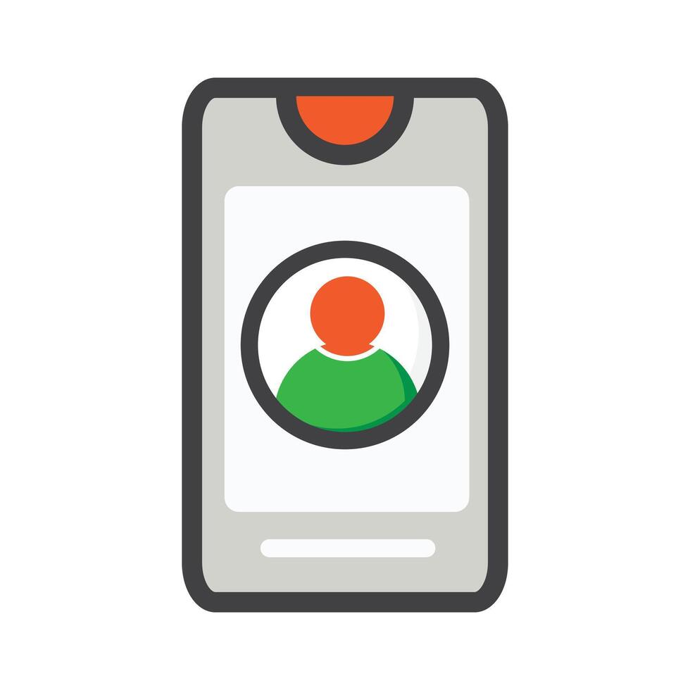 smartphone with user illustration. smartphone illustration. Flat icon. vector