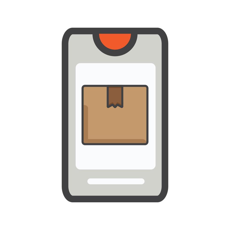 smartphone with delivery box illustration. smartphone illustration. Flat icon. vector