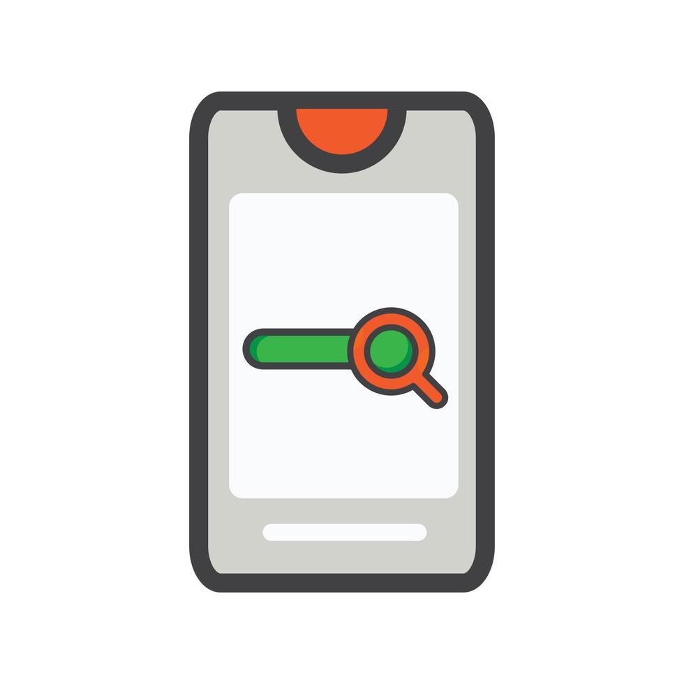 smartphone with search illustration. smartphone illustration. Flat icon. vector