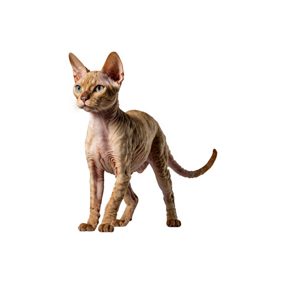 Devon rex cat walking side view png