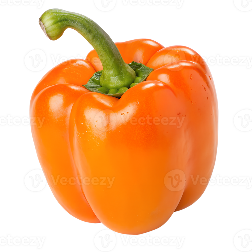 Fresh orange bell pepper isolated on the transparent background png