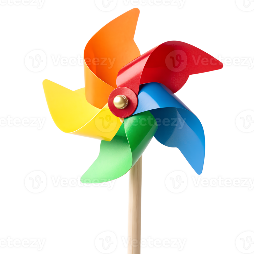Colorful pinwheel child toy spinning in the wind isolated on the transparent background png