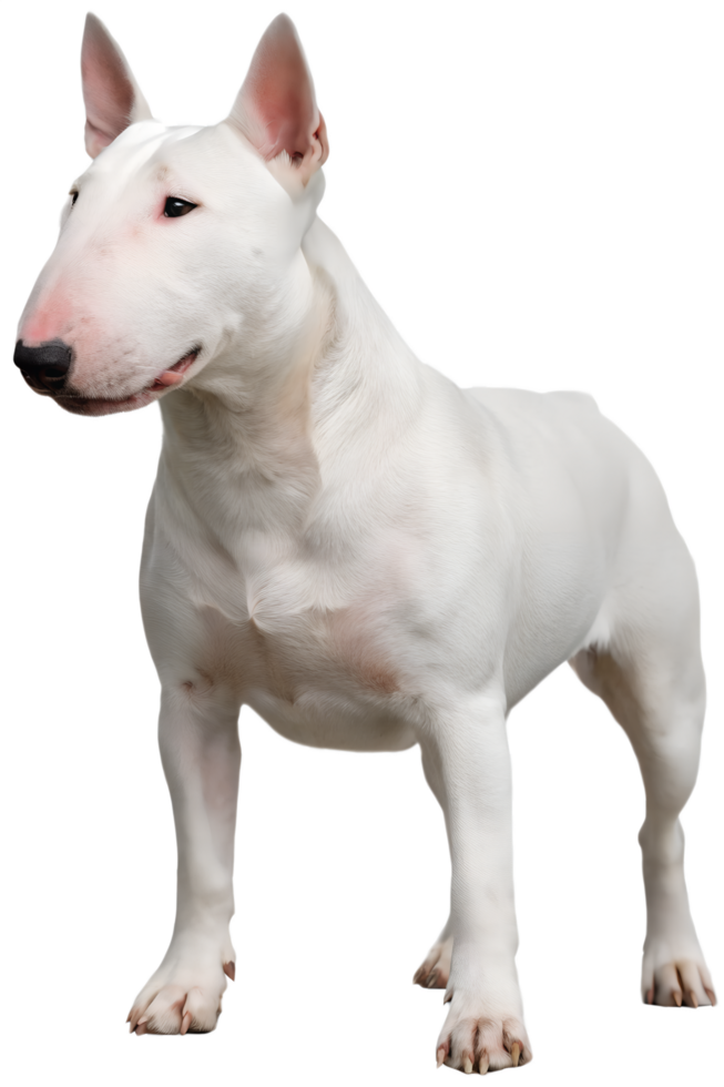 White Bull Terrier dog isolated on the transparent background png