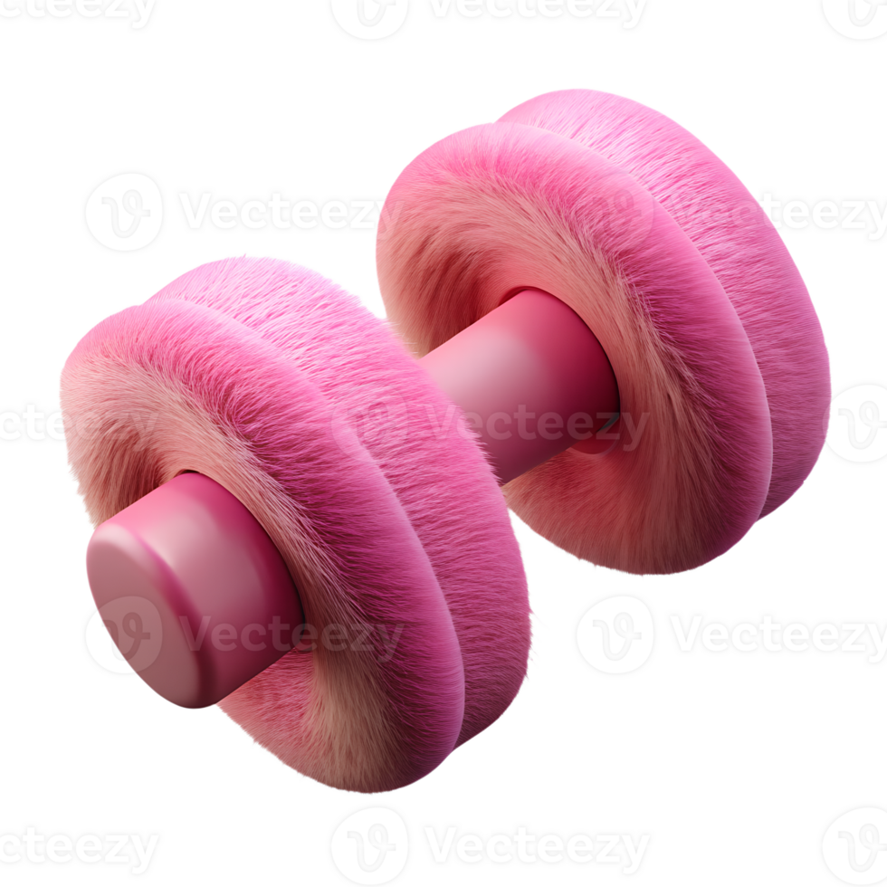 Furry pink dumbbell for fitness and exercise isolated on the transparent background png