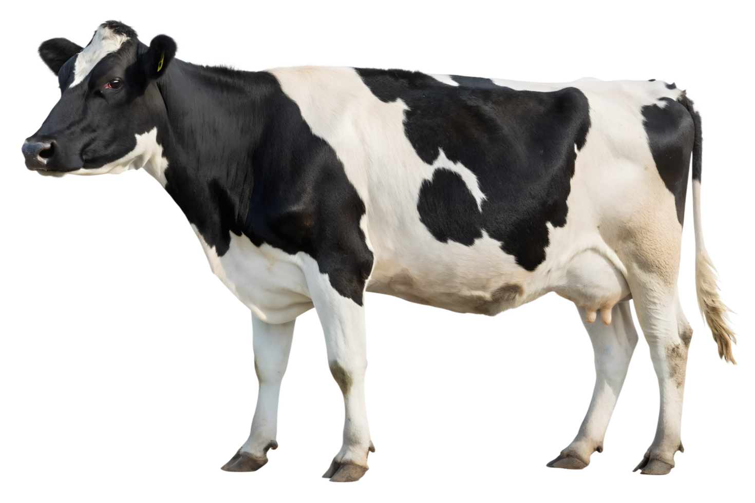 Black and white cow animal isolated on the transparent background png