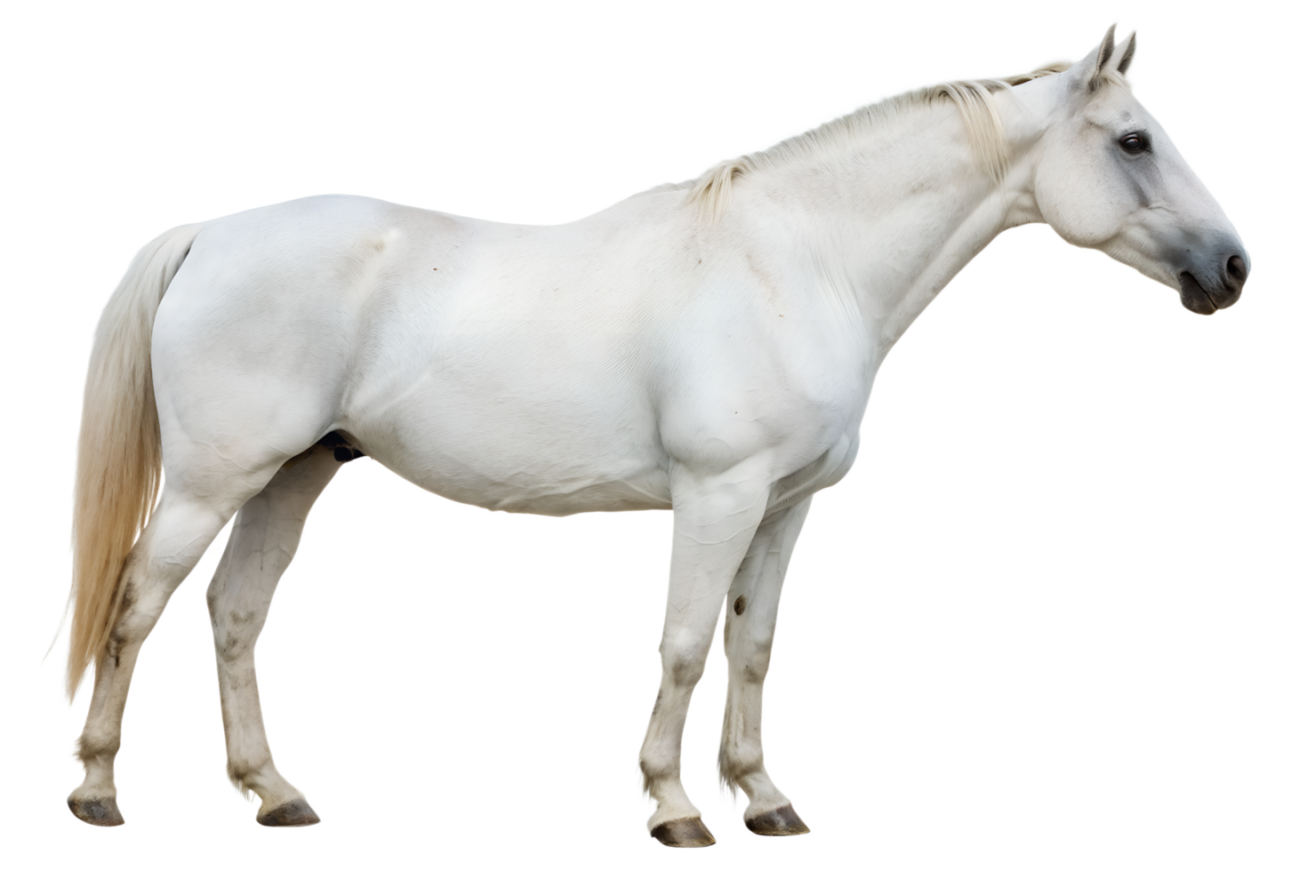 Elegant white horse isolated on the transparent background png
