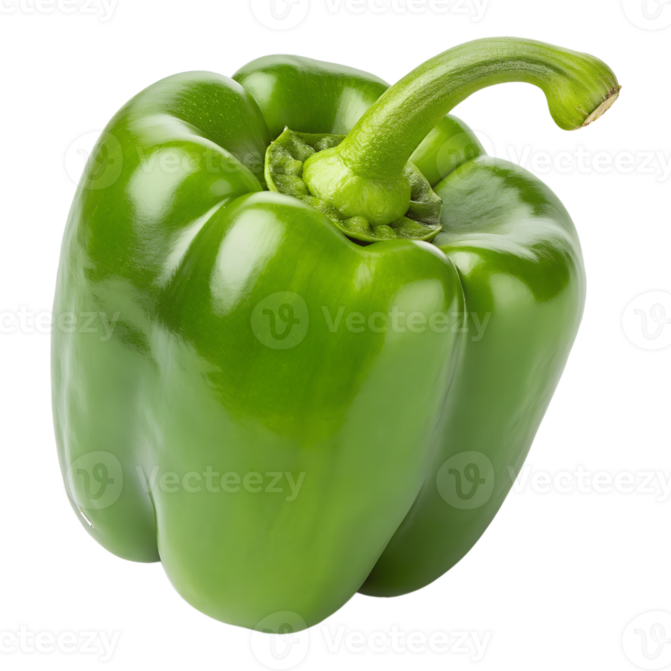 Fresh green bell pepper isolated on the transparent background png