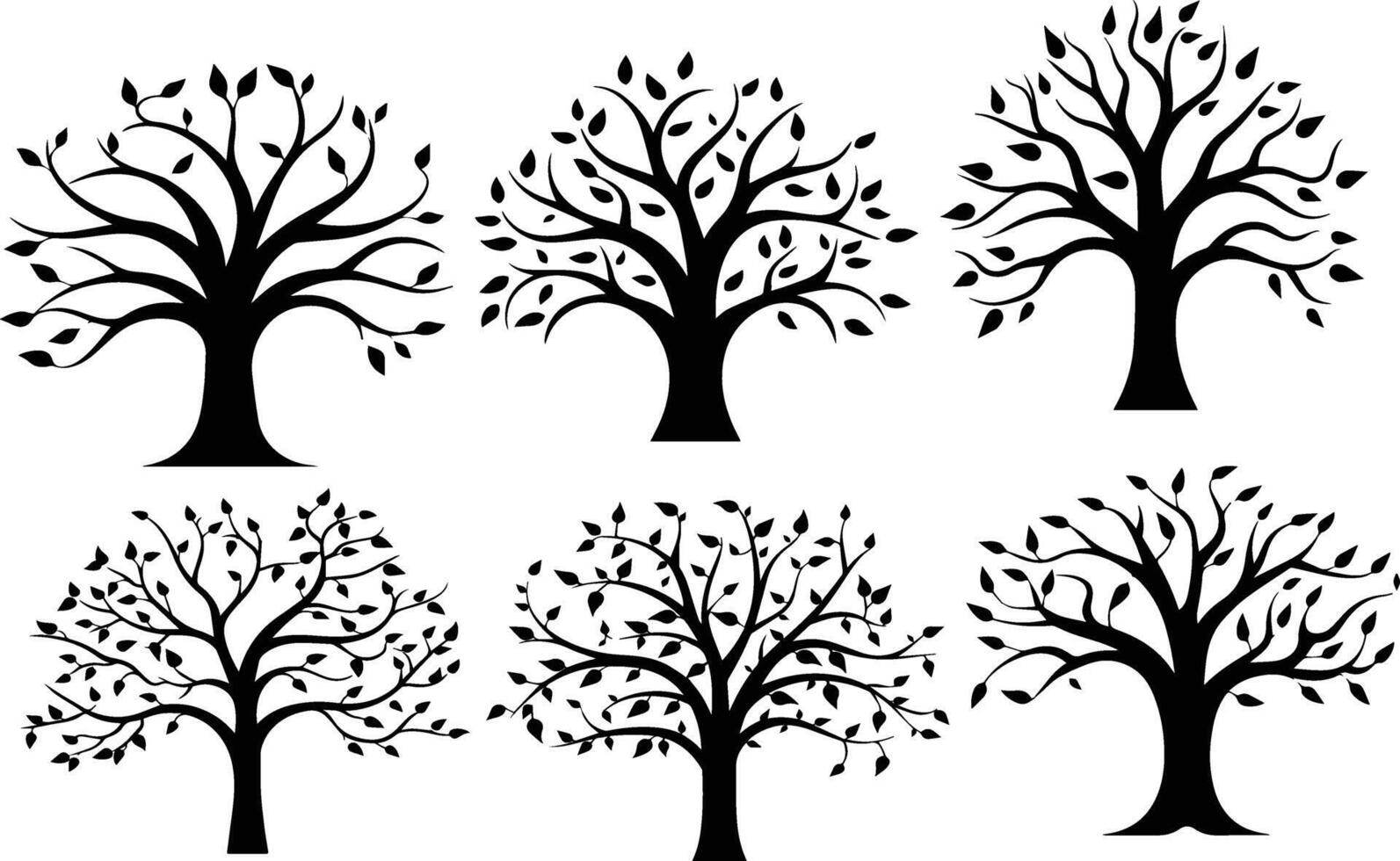 silhouette Natural Tree Design Art vector