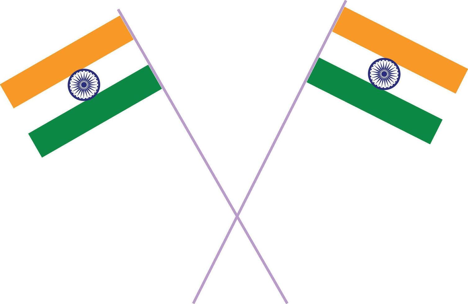 Two crossed flags of india on white background vector
