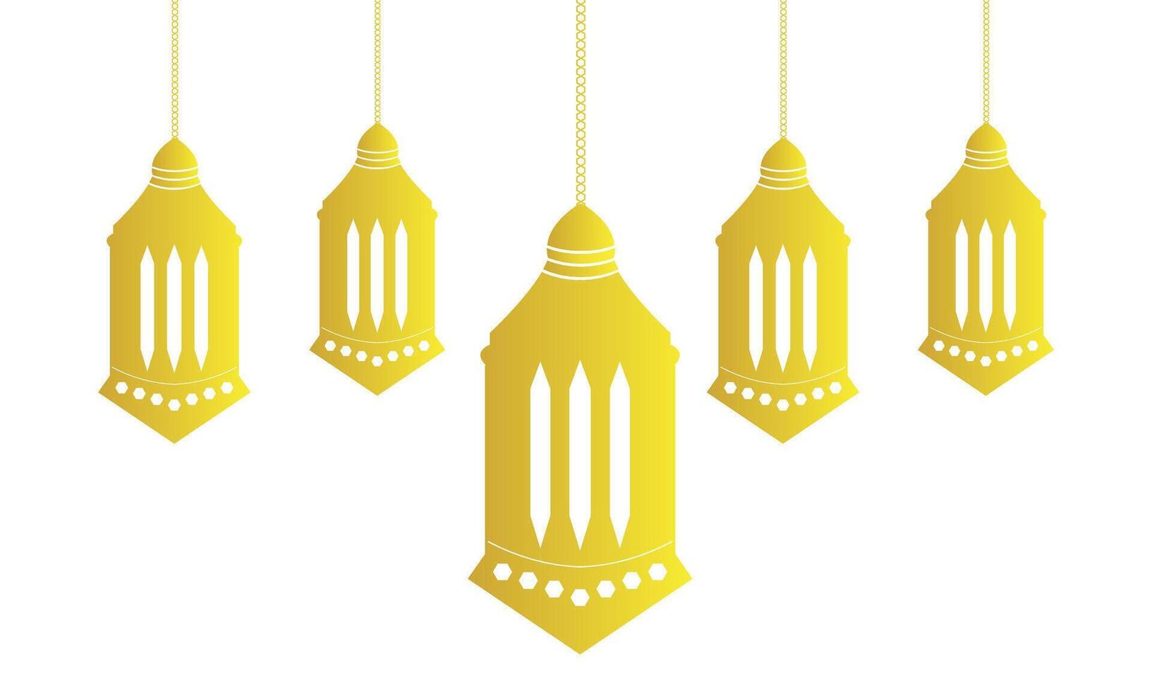 Golden Glowing, Illuminated Ramadan and Eid Cultural and Traditional Lanterns Illustration. vector