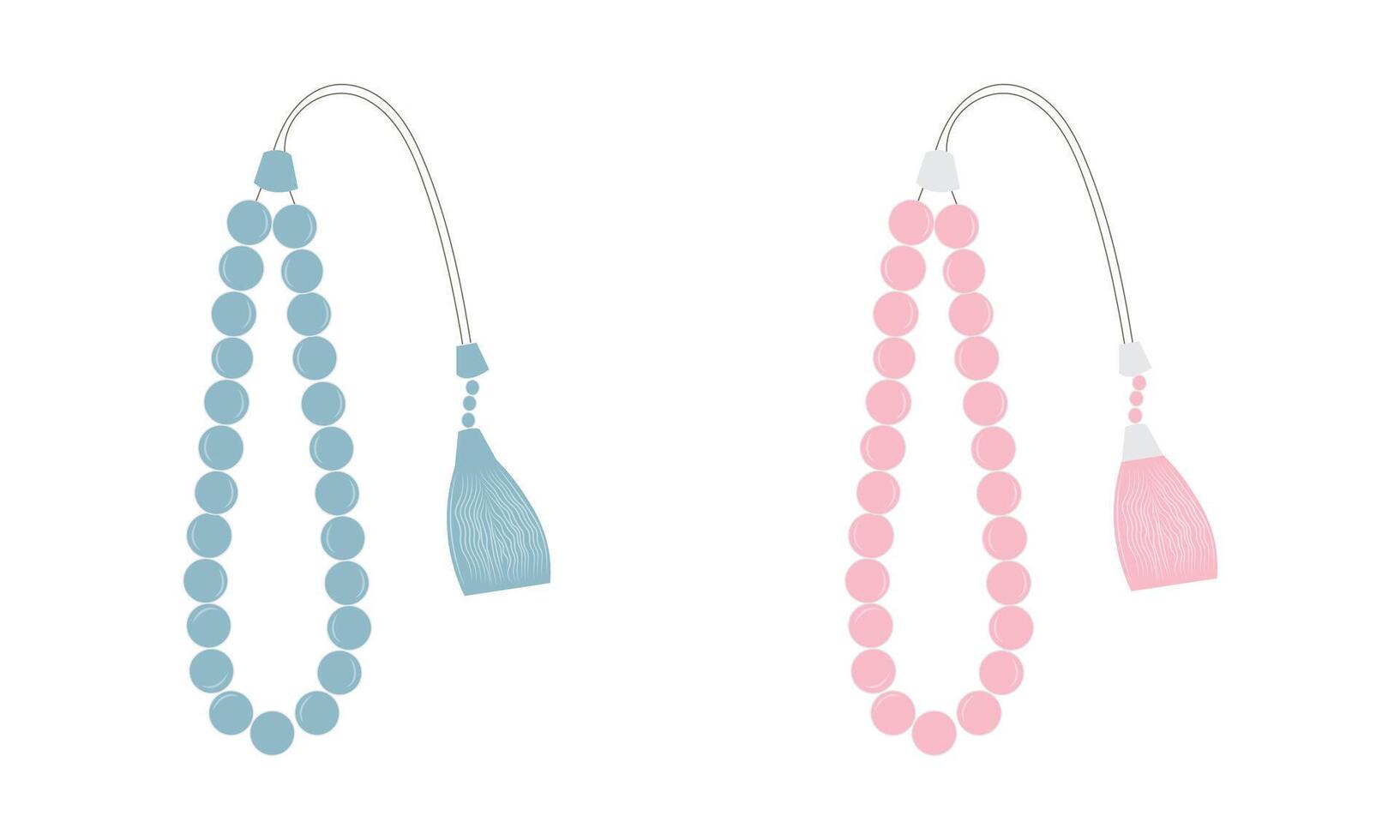A Pair of Prayer Beads in Blue and Pink Illustration Icon on white background. vector