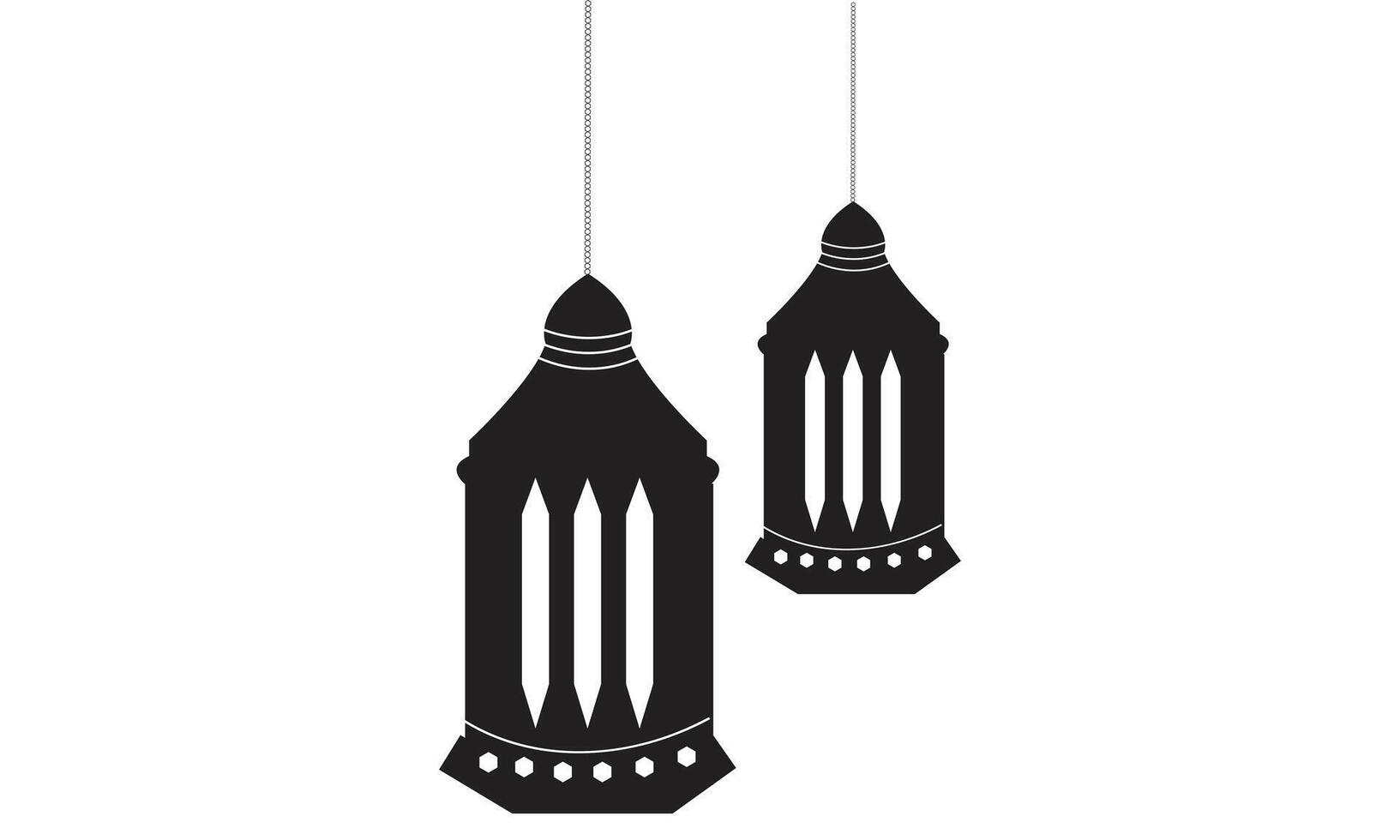 Ramadan Lanterns Silhouette Illustration isolated on white background vector