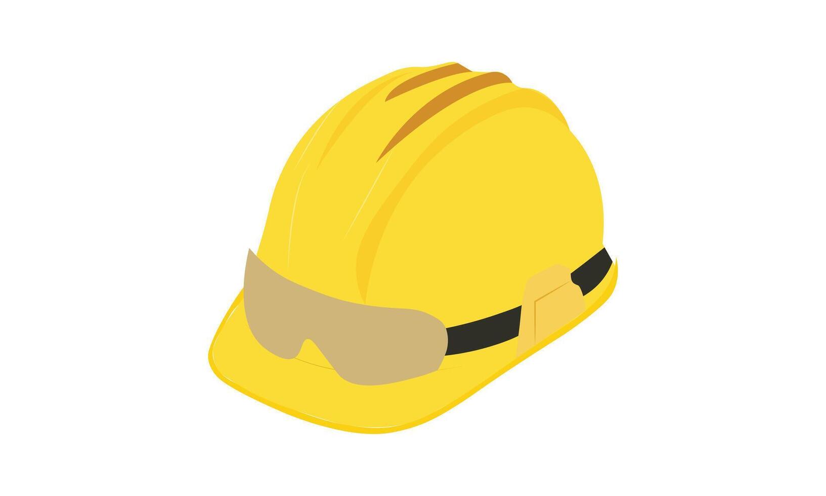 Yellow Construction safety helmet with goggles, Engineer Helmet Illustration vector